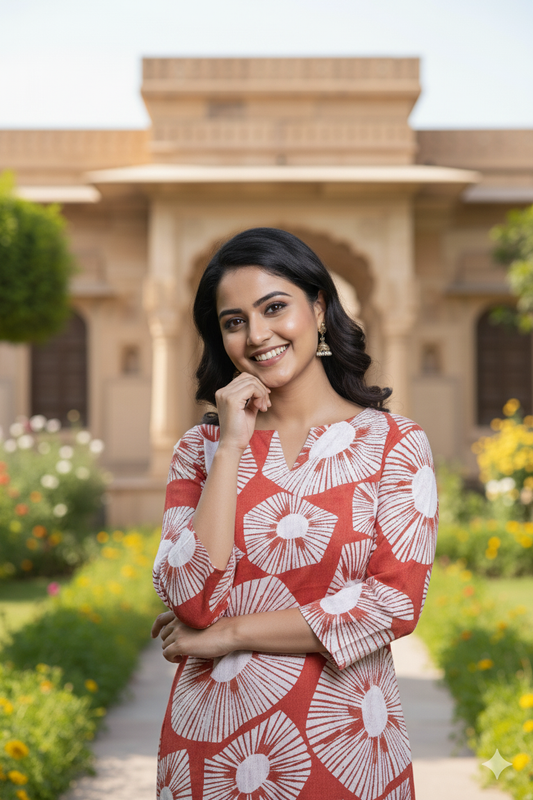 Bold Geometric Floral Kurta Set