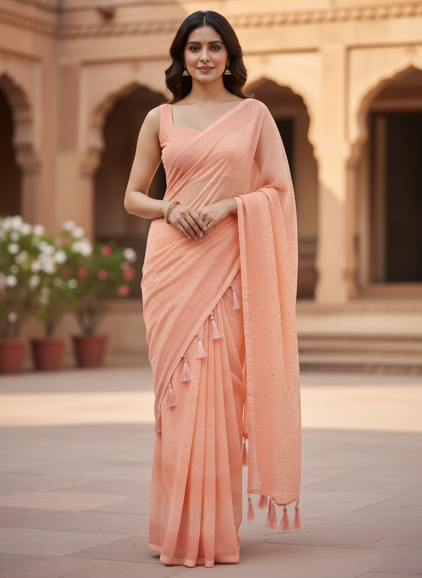 Elegant Utsav Tassel Saree with Subtle Sparkle – Festive & Party Wear by Shree Ji and Sons