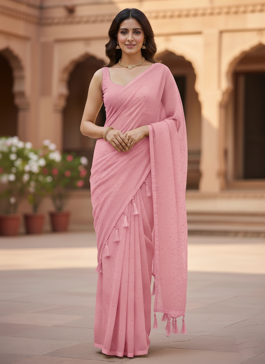 Elegant Utsav Tassel Saree with Subtle Sparkle – Festive & Party Wear by Shree Ji and Sons