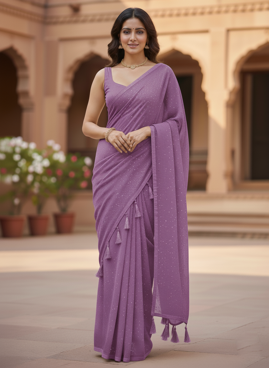 Elegant Utsav Tassel Saree with Subtle Sparkle – Festive & Party Wear by Shree Ji and Sons