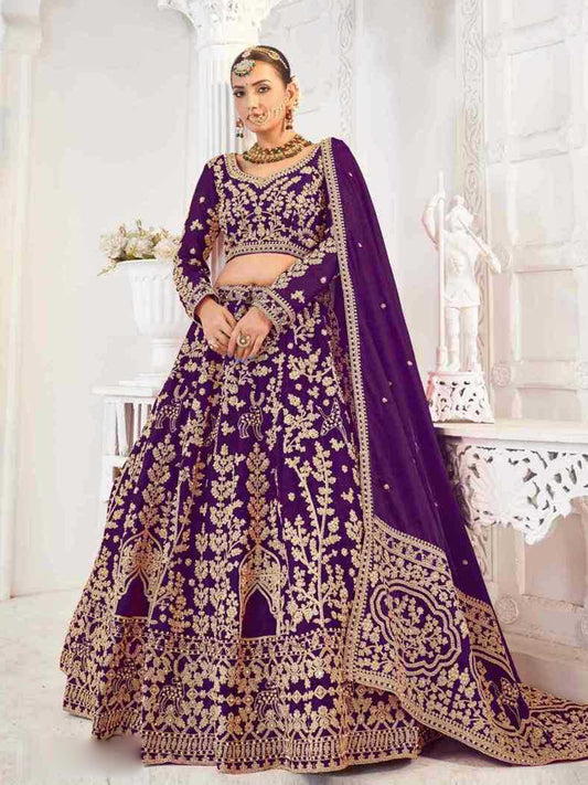 Jimmy Choo Royal Velvet Purple Embroidered Lehenga Vidai βby Shree Ji & Sons Ethnic Eleganceβ