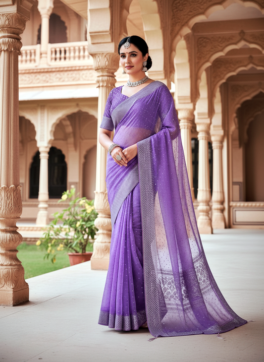 Elegant JimmyChoo Crystal Work Georgette Saree β Festive & Wedding Wear Collection by Shree Ji and Sons