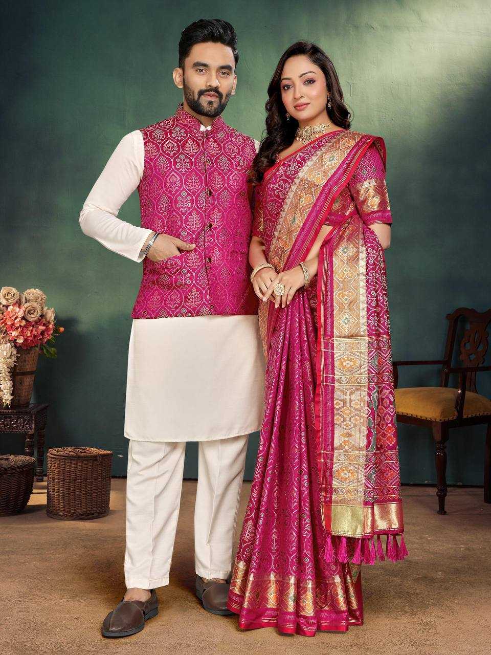 Royal Blue Silk Couple Wear Set – Shree Ji & Sons Ethnic Elegance”