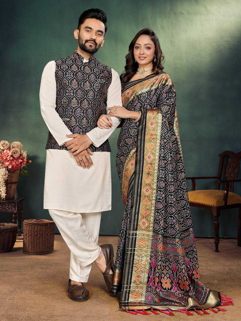 Royal Blue Silk Couple Wear Set – Shree Ji & Sons Ethnic Elegance”
