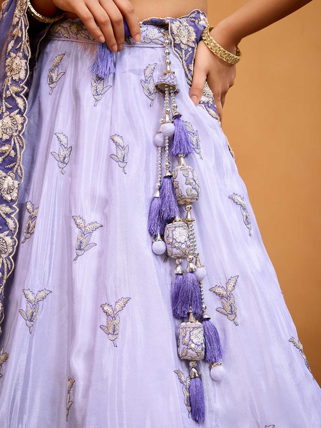 Tissue ADORN CRAFT Lavender Embroidered Organza Lehenga – Shree Ji & Sons Ethnic Grace