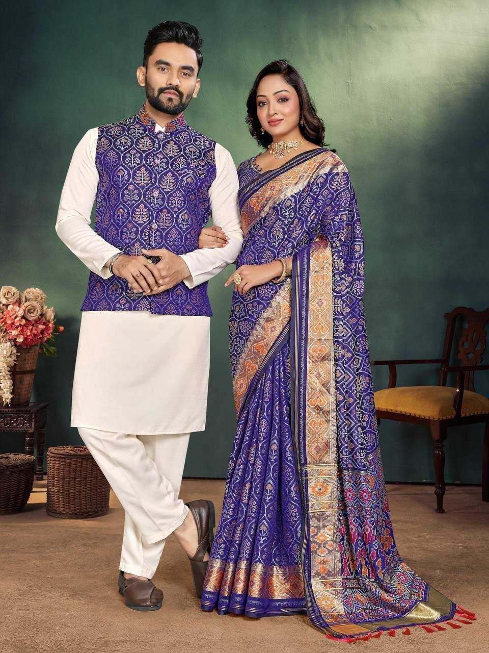 Royal Blue Silk Couple Wear Set – Shree Ji & Sons Ethnic Elegance”