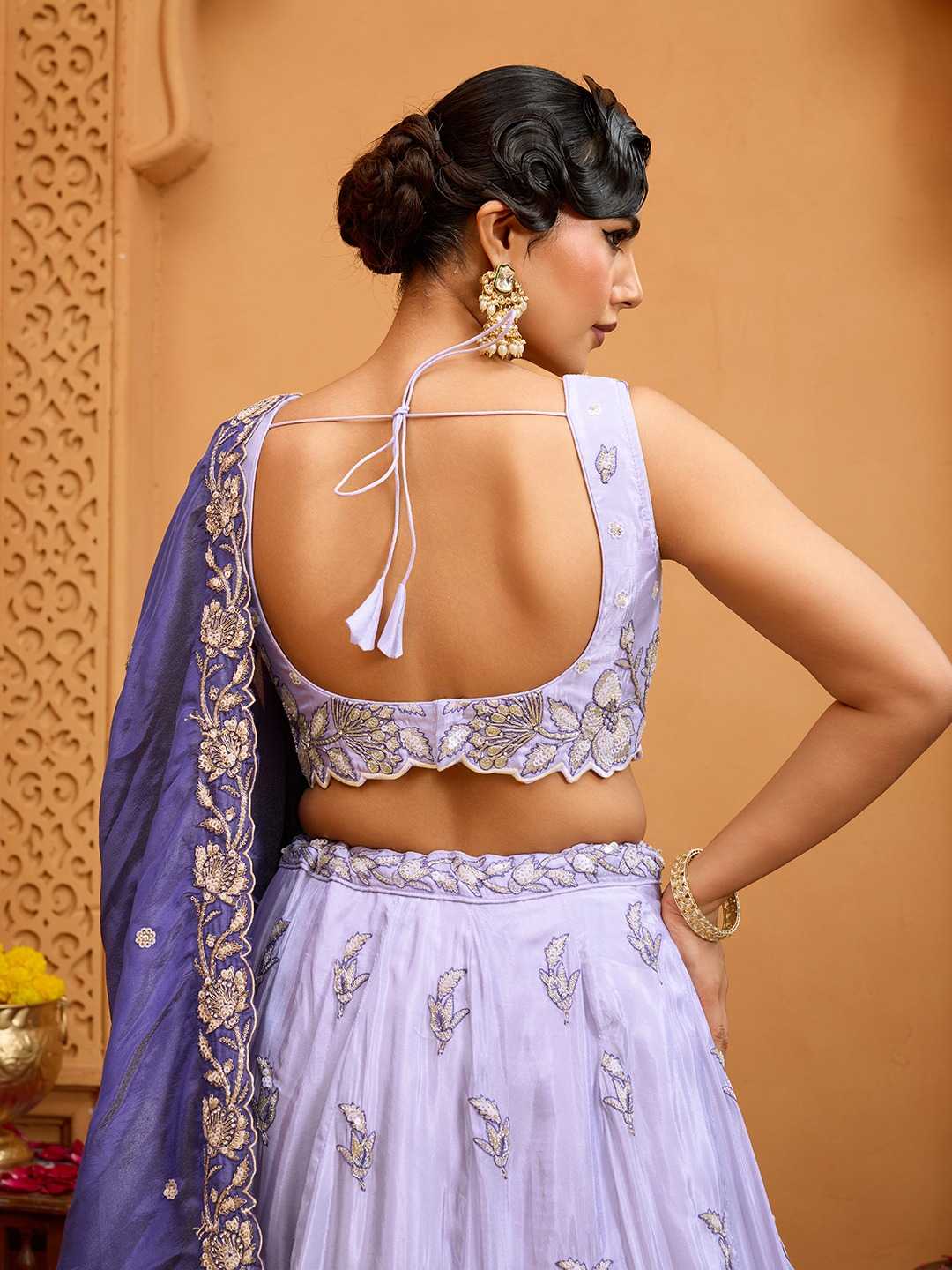 Tissue ADORN CRAFT Lavender Embroidered Organza Lehenga – Shree Ji & Sons Ethnic Grace