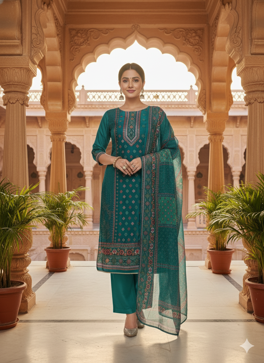 Rangrez Magic Unstitched Printed Suit Set with Dupatta