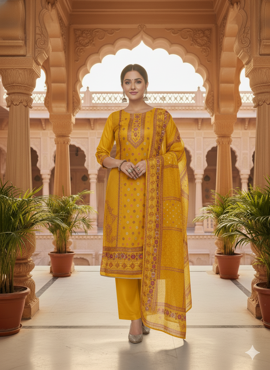 Rangrez Magic Unstitched Printed Suit Set with Dupatta