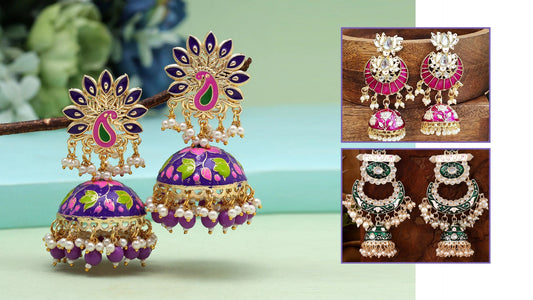 Stylish Traditional Meenakari Jhumka Earrings