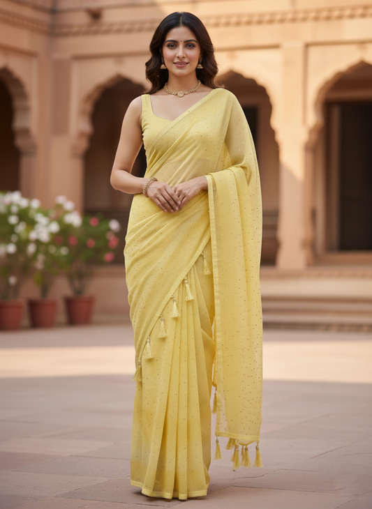 Elegant Utsav Tassel Saree with Subtle Sparkle – Festive & Party Wear by Shree Ji and Sons