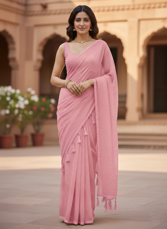Elegant Utsav Tassel Saree with Subtle Sparkle – Festive & Party Wear by Shree Ji and Sons