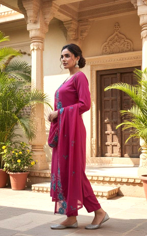 Anokhi Women Roman Silk  Kurta Pant Set