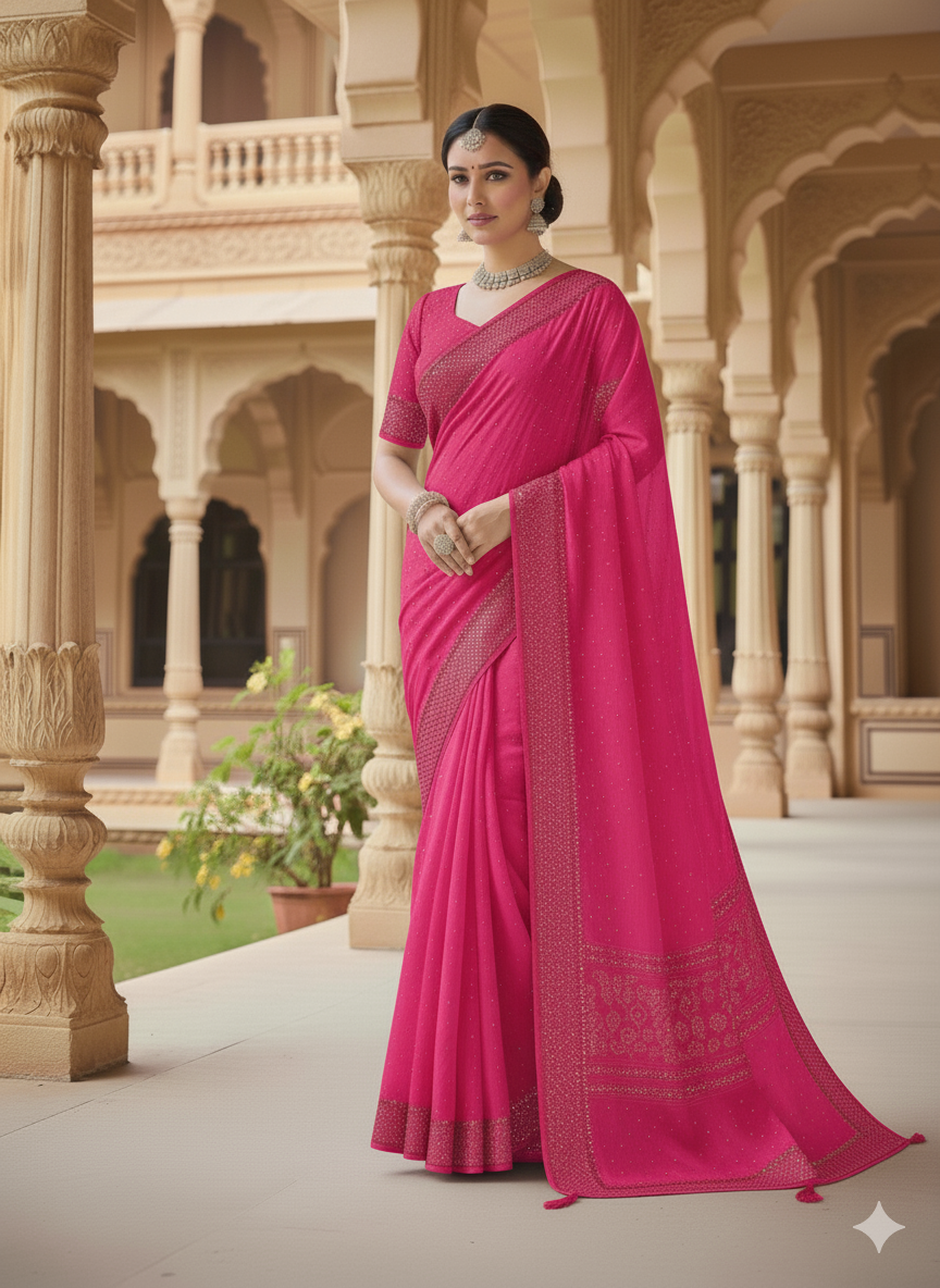 Elegant JimmyChoo Crystal Work Georgette Saree – Festive & Wedding Wear Collection by Shree Ji and Sons