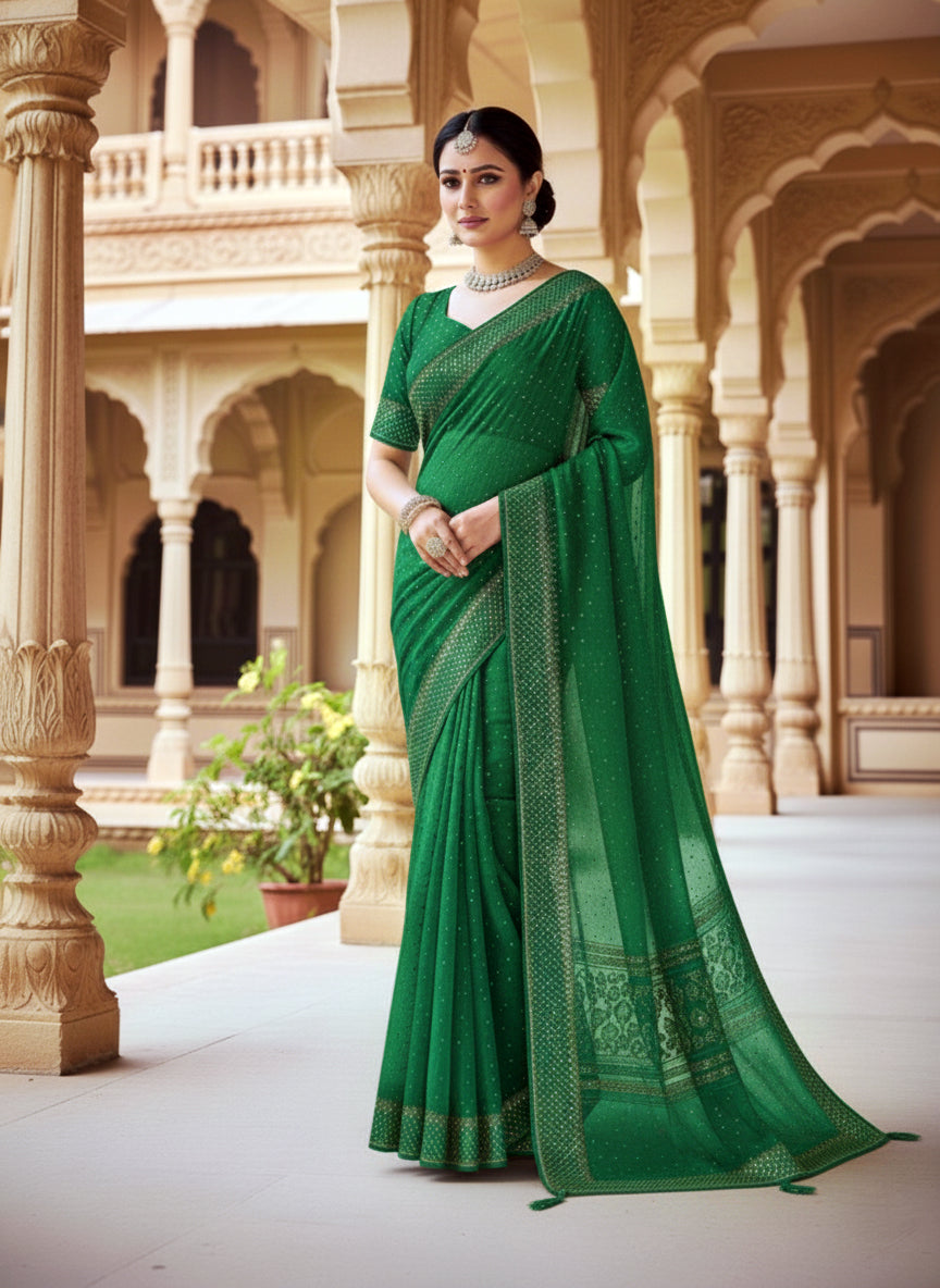 Elegant JimmyChoo Crystal Work Georgette Saree – Festive & Wedding Wear Collection by Shree Ji and Sons