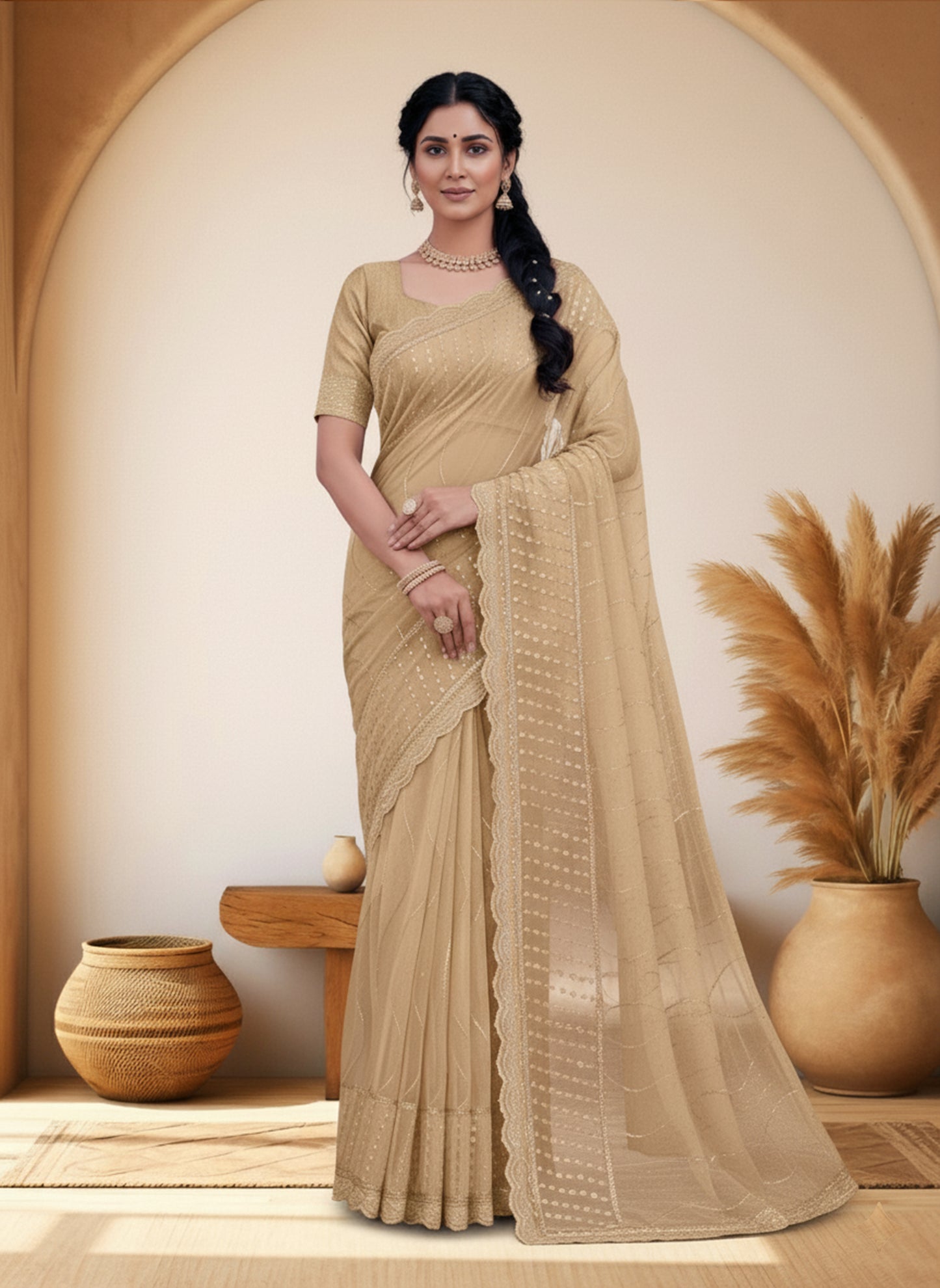 Graceful Embroidered Organza with Sequin Work Premium Saree - Collection By shree ji and sons ethnic wolrd
