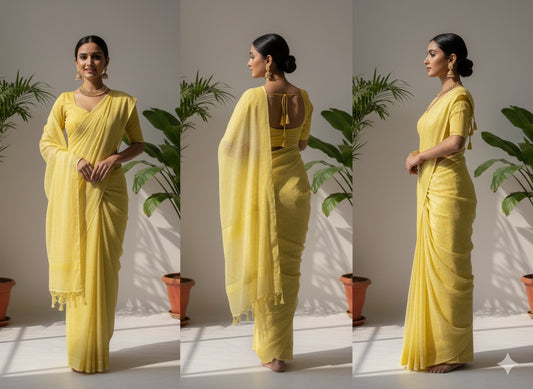 Effortless Chic Lemon Yellow Saree