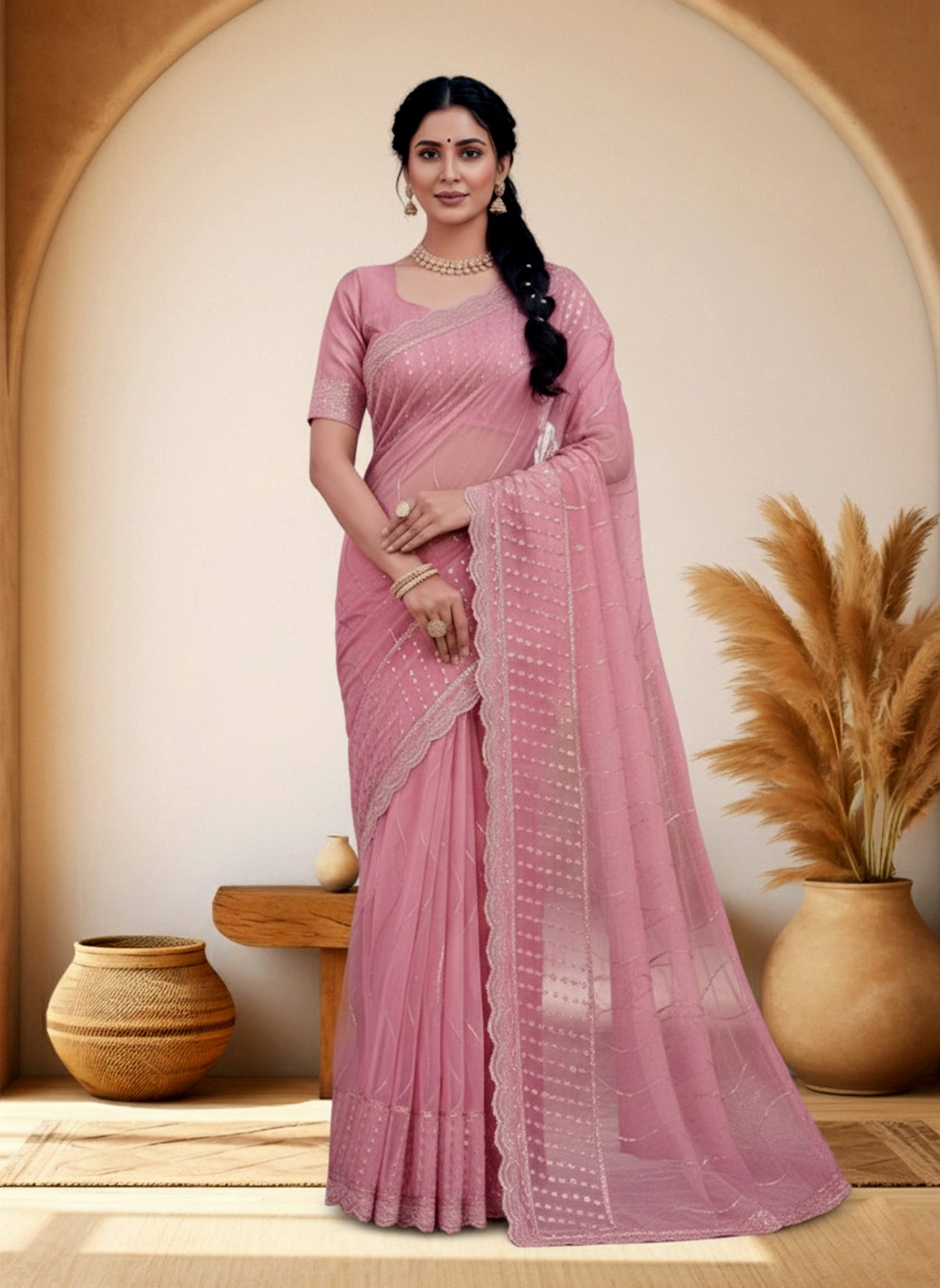 Graceful Embroidered Organza with Sequin Work Premium Saree - Collection By shree ji and sons ethnic wolrd