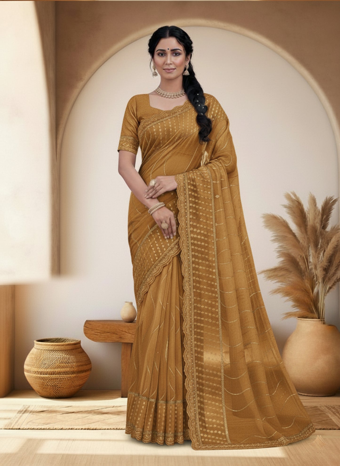 Graceful Embroidered Organza with Sequin Work Premium Saree - Collection By shree ji and sons ethnic wolrd