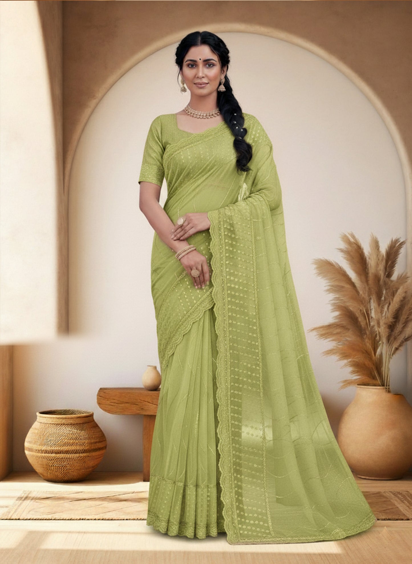 Graceful Embroidered Organza with Sequin Work Premium Saree - Collection By shree ji and sons ethnic wolrd