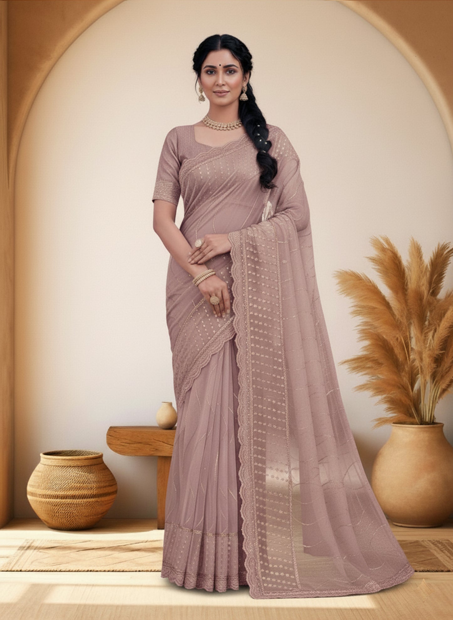 Graceful Embroidered Organza with Sequin Work Premium Saree - Collection By shree ji and sons ethnic wolrd