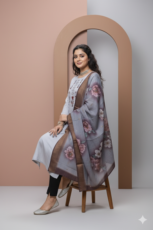 Heavy Rayon Gray Suit Set – For Women