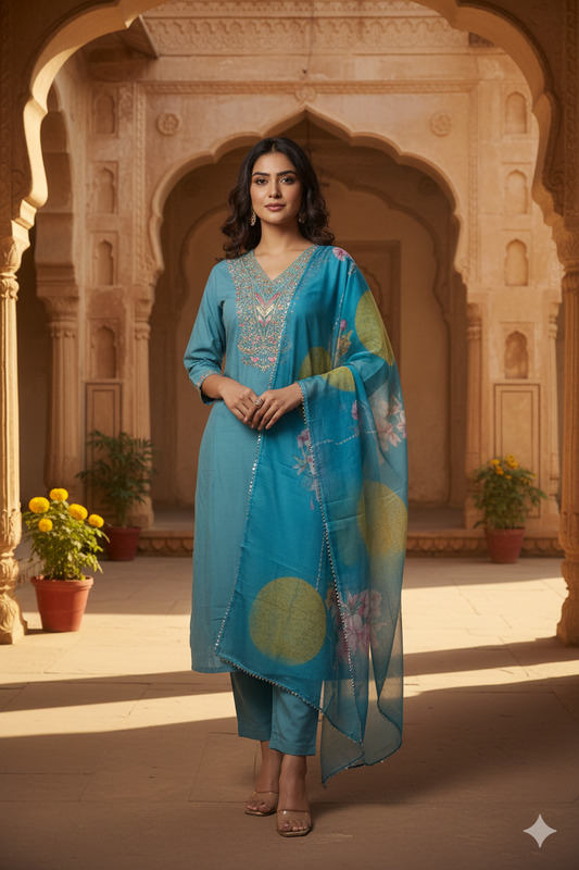 The Agra Aqua Kurta Set