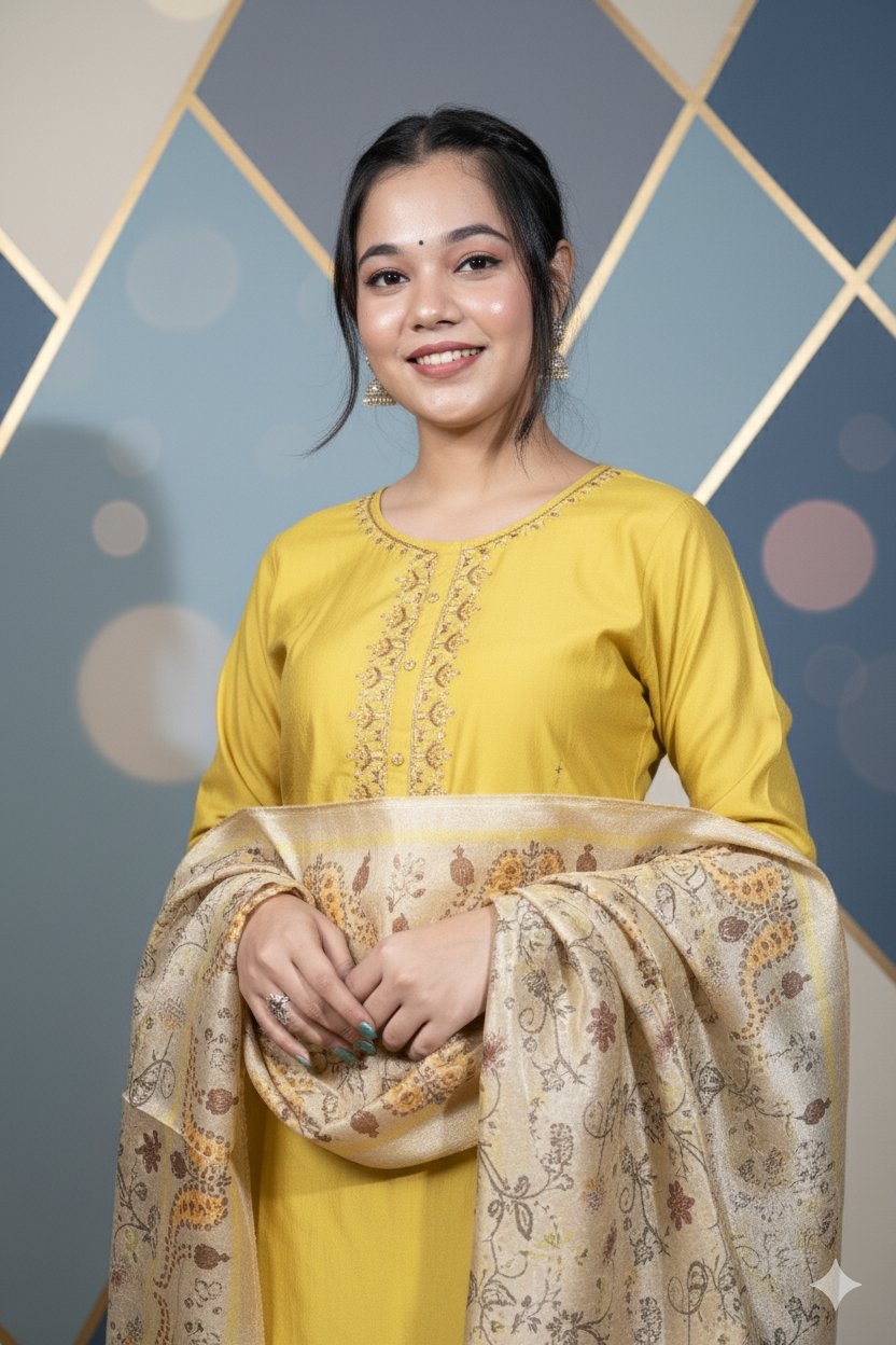 Sunny Yellow Embroidered Kurta Set