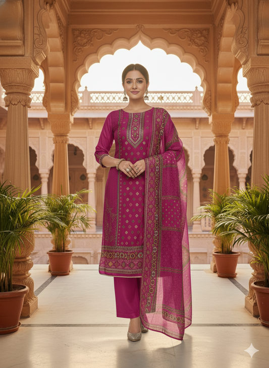 Rangrez Magic Unstitched Printed Suit Set with Dupatta