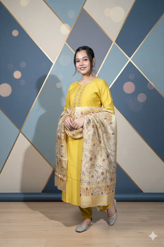 Sunny Yellow Embroidered Kurta Set