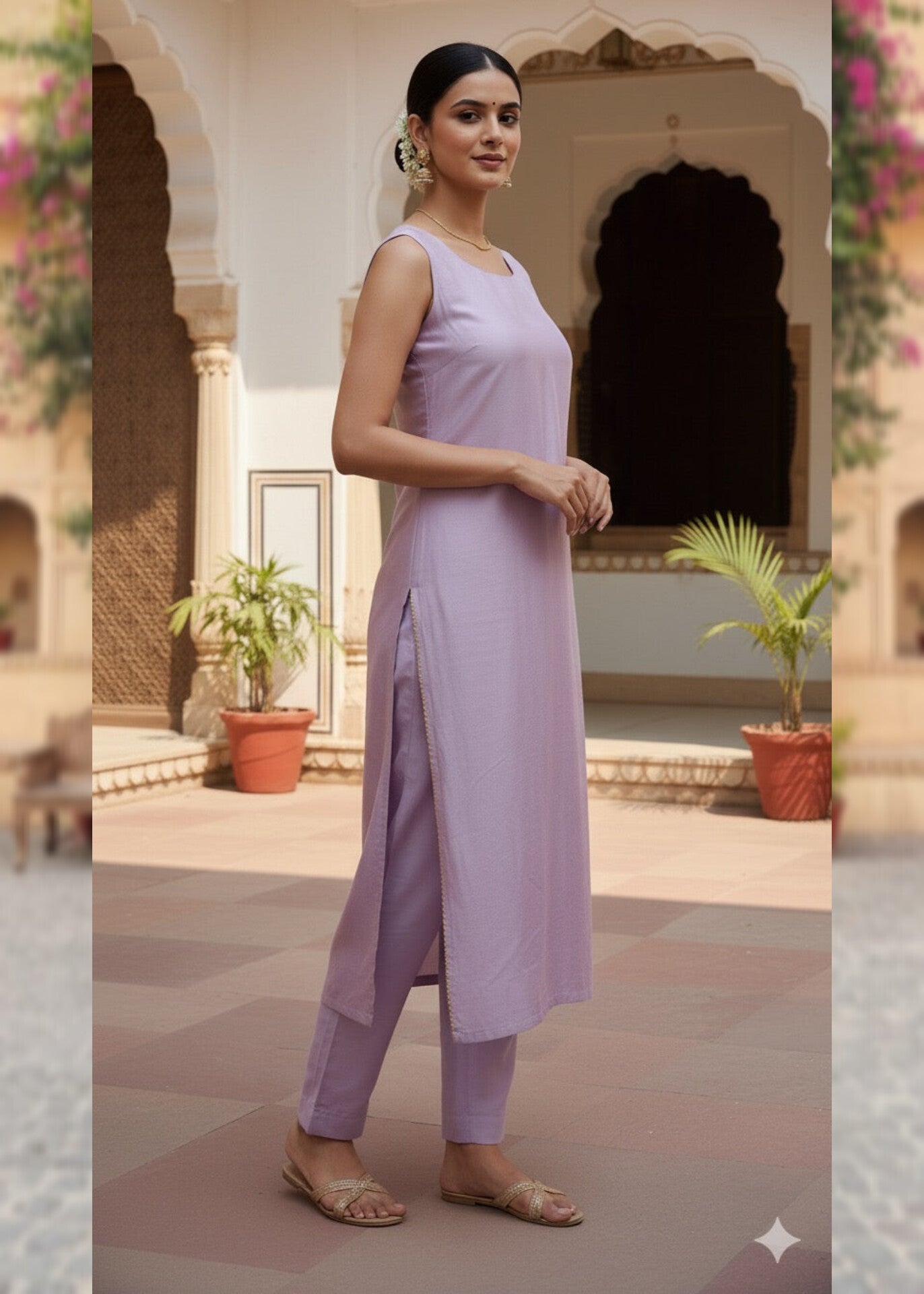 Lavender Silk Kurta Set