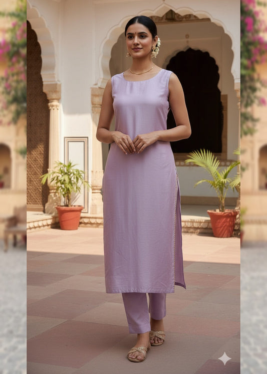 Lavender Silk Kurta Set