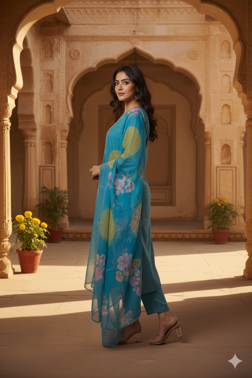 The Agra Aqua Kurta Set